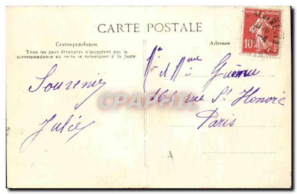 Barbizon — Hotel de la Forêt — Eug. Masson — Les Moulins de Cayeux — (Unvollendet) - Rückseite