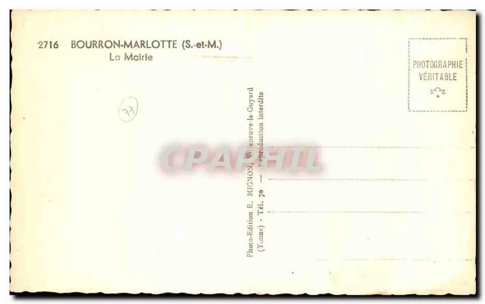 Bourron-Marlotte — A Prefeitura — Edição E. Mignon, Yonne - Verso