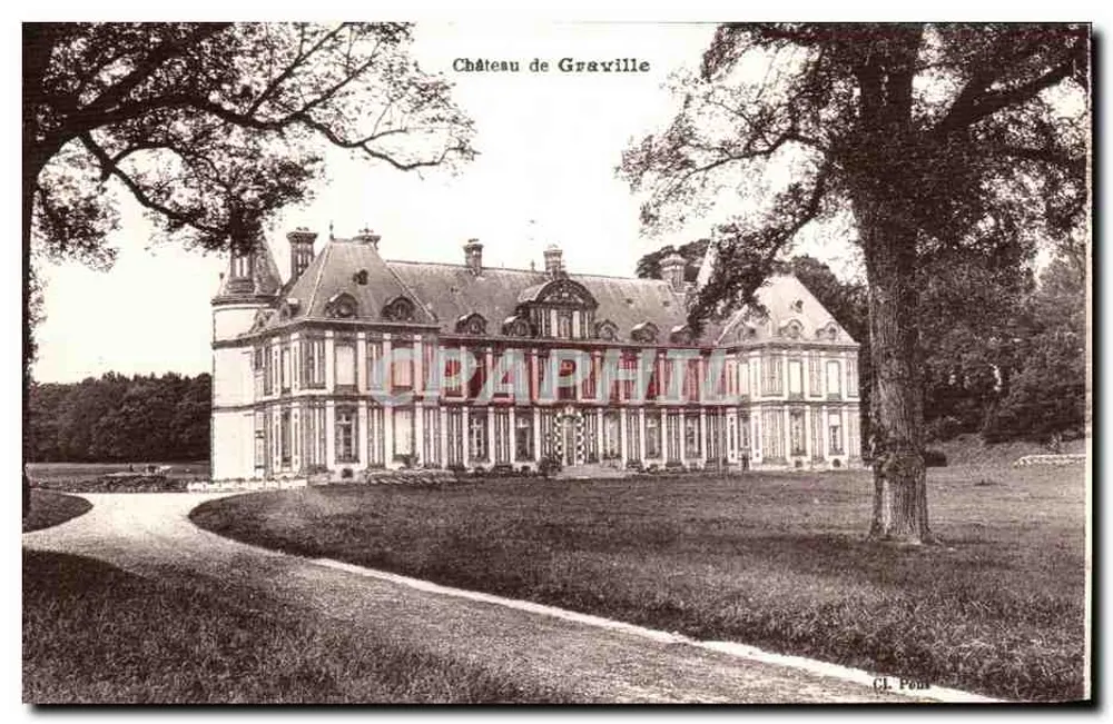 Castelo de Graville — visão do castelo cercado por árvores — editor C.L. Pons - Frente