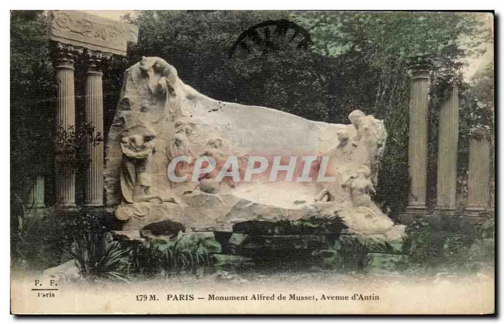 Monument Alfred de Musset, Avenue d'Antin — Paris — éditeur F. F. Paris, n° 179 M - Vorderseite
