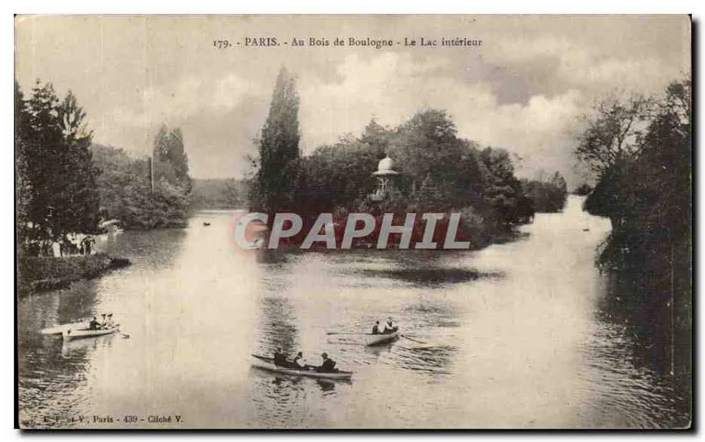 Paris - Im Bois de Boulogne - Der Innensee — E. F. de V., Paris - 439 - Cliché V. - Vorderseite