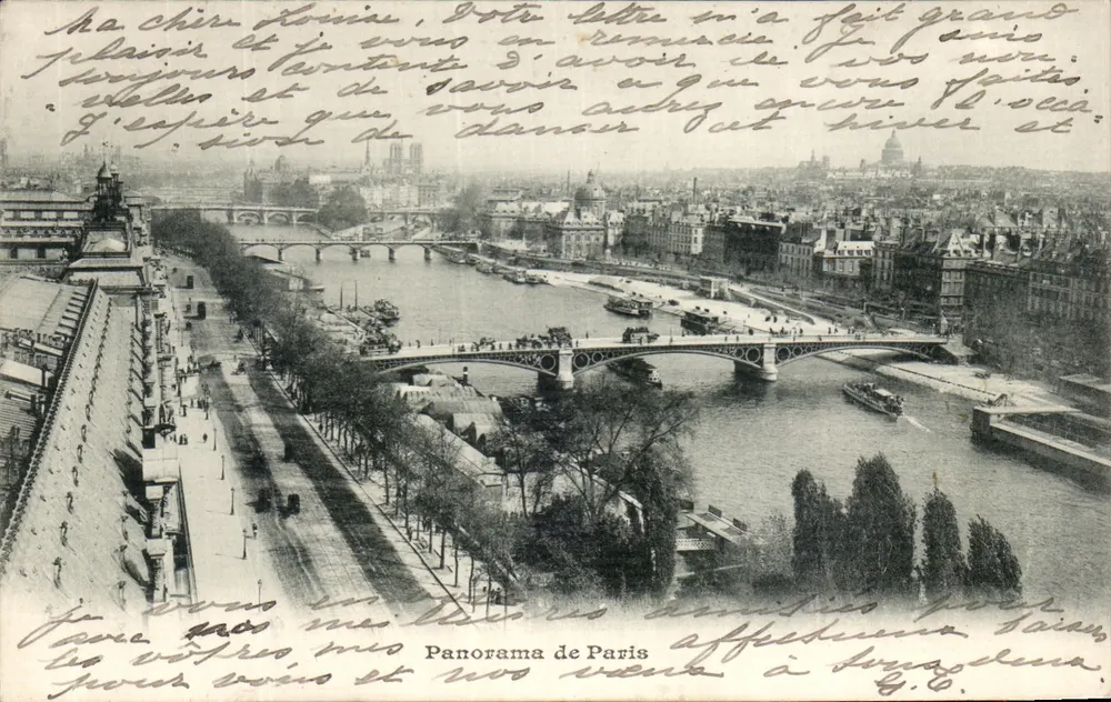 Panorama Paryża — widok Seiny i mostów — wydawca nieznany - Awers
