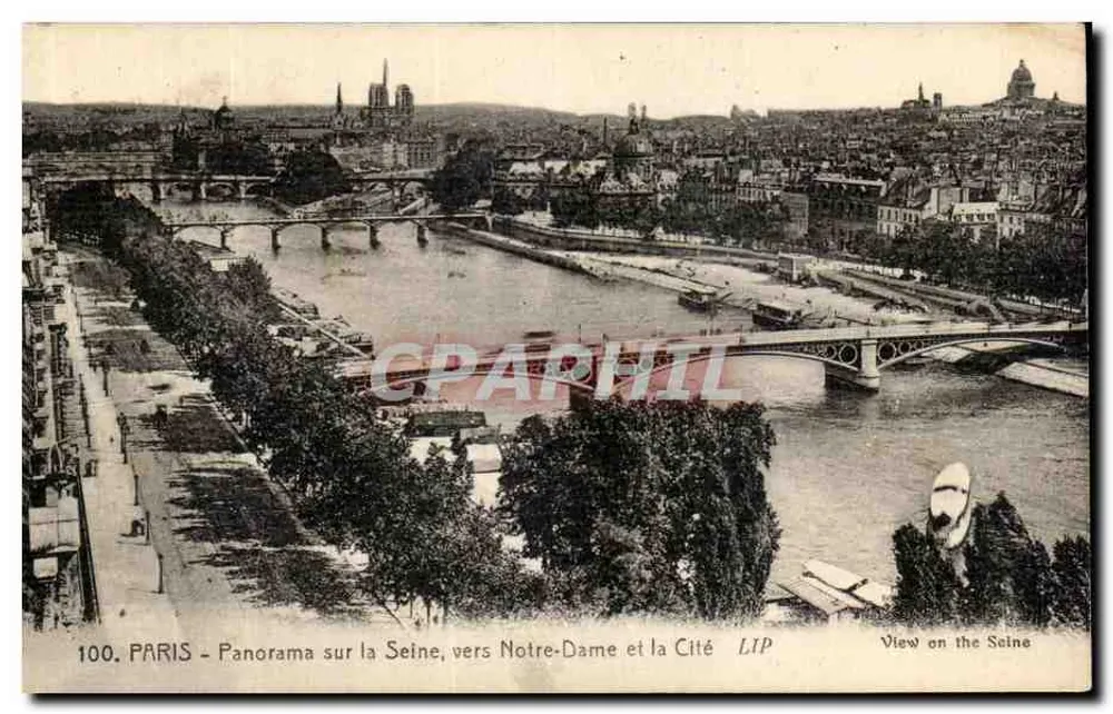 PARIS - Panorama über die Seine, Richtung Notre-Dame und Cité — LIP, n°100 - Vorderseite