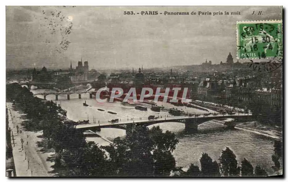 Paris - Panorama de Paris tirado à noite — J.H. n°583 - Frente