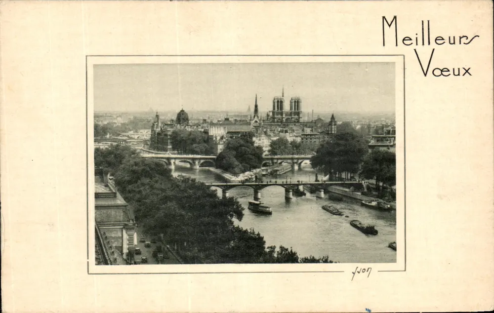 París — vista de la Senna con Notre-Dame — Les Éditions d'Art "YVON" n° 107 - Anverso