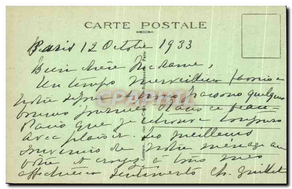 Paris — A Conciergerie — A. L. - Verso