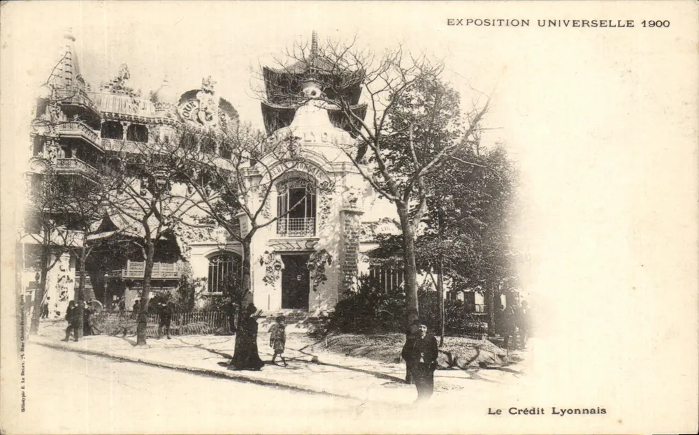 Weltausstellung 1900 — Crédit Lyonnais — Illustriert von E. Le Bihan, 75, Rue de la Paix - Vorderseite