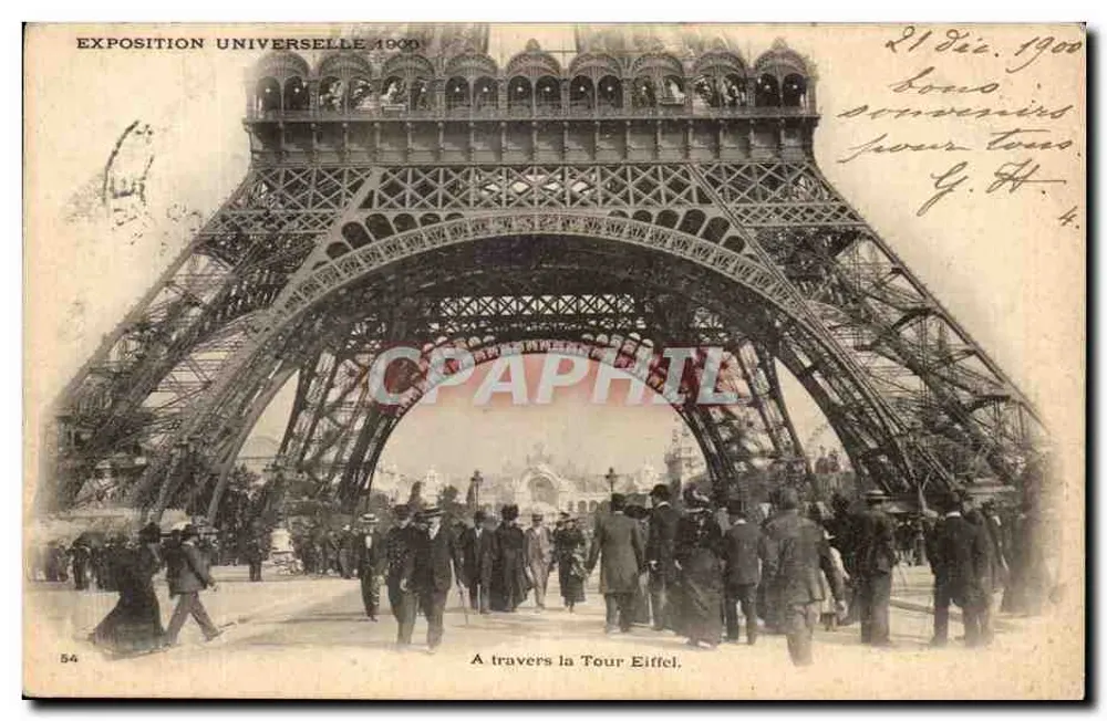 Vue de la Tour Eiffel — A travers la Tour Eiffel — Éditeur : 54 - Vorderseite