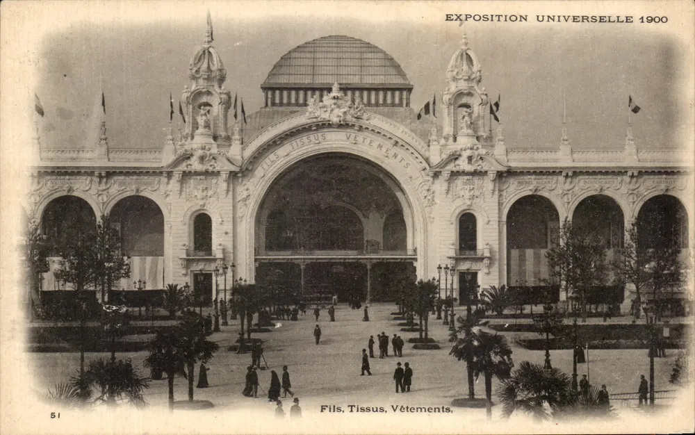 Weltausstellung 1900 — Pavillon Fils, Textilien, Kleidung — Unbekannter Verlag, Seriennummer 51 - Vorderseite