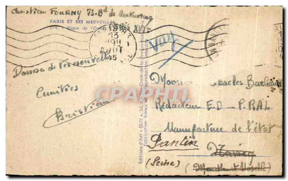 Ópera Garnier — Paris — Sociedade Fournay - Verso