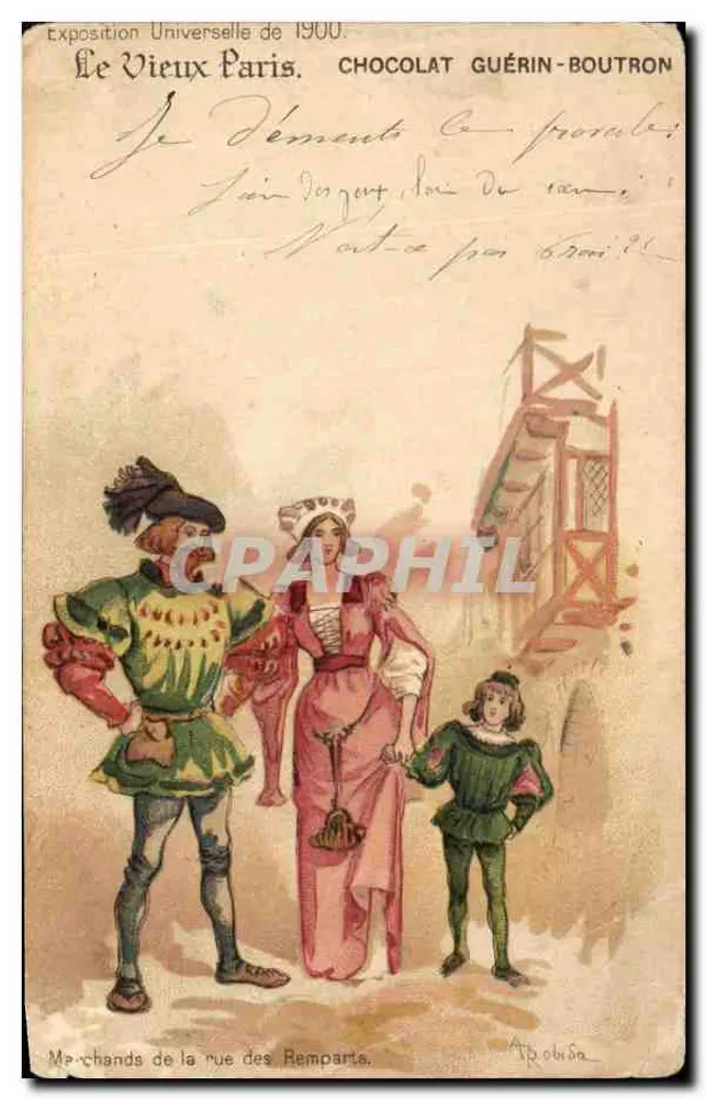 Händler der Rue des Remparts — Szene der Weltausstellung 1900 — Verlag CHOCOLAT GUÉRIN-BOUSTRON - Vorderseite