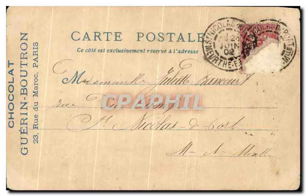 Händler der Rue des Remparts — Szene der Weltausstellung 1900 — Verlag CHOCOLAT GUÉRIN-BOUSTRON - Rückseite