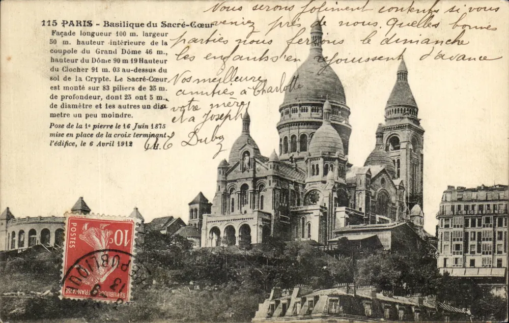 Paris - Basilika des Heiligen Herzens — J. Hauser, Fotoverlag, Paris, n°115 - Vorderseite