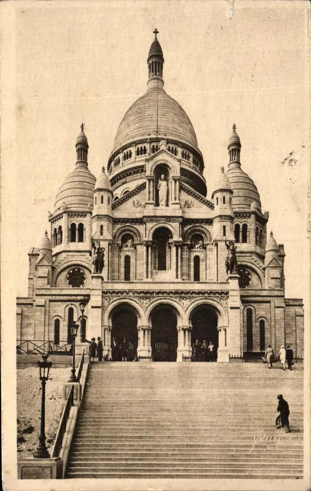 Basilique du Sacré-Cœur — Frontalansicht mit Treppen — Les Éditions d'Art YVCN, n°147 - Vorderseite