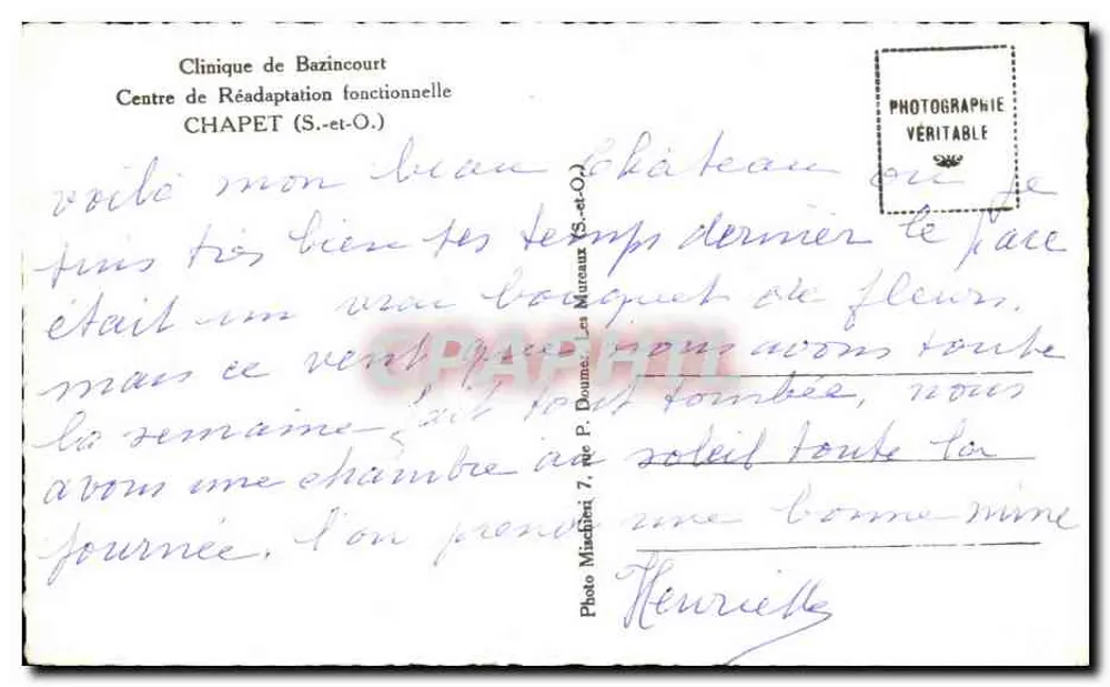 Schloss Bazincourt — Funktionelle Reha-Klinik — Photo Michallet, Les Mureaux - Rückseite
