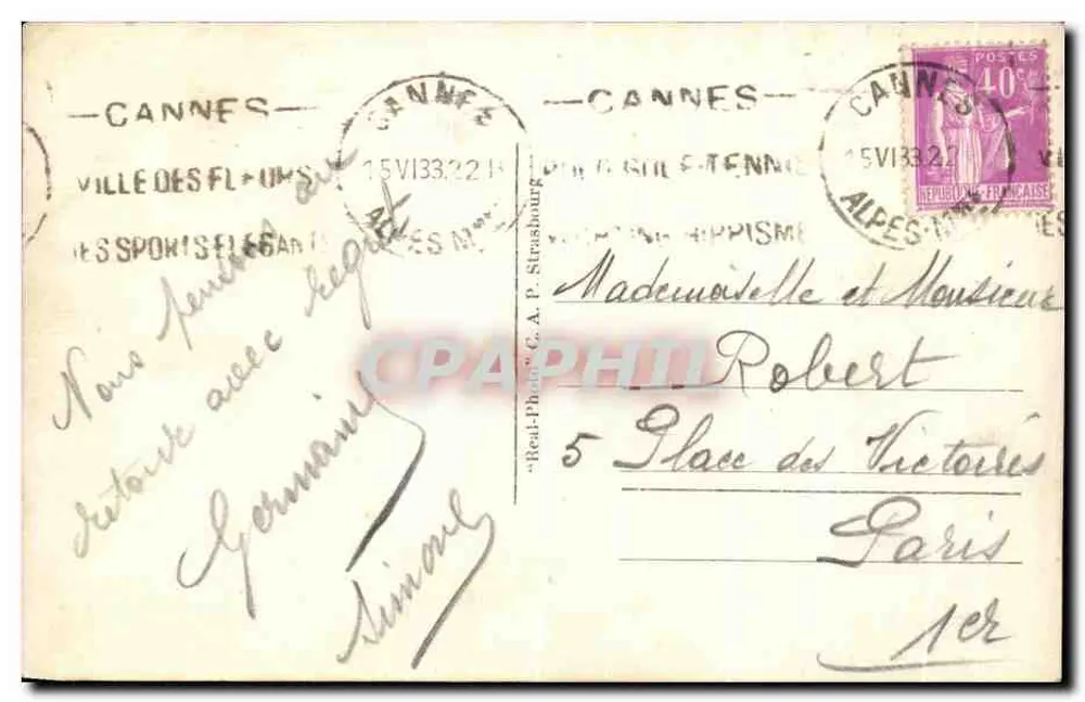 Île Saint-Honorat — Château sur la côte — éditeur C.A.P. Strasbourg - Verso