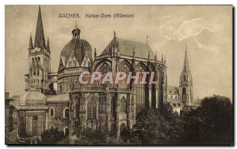 AACHEN. Catedral do Imperador (Münster) — vista panorâmica — editor não identificado - Frente