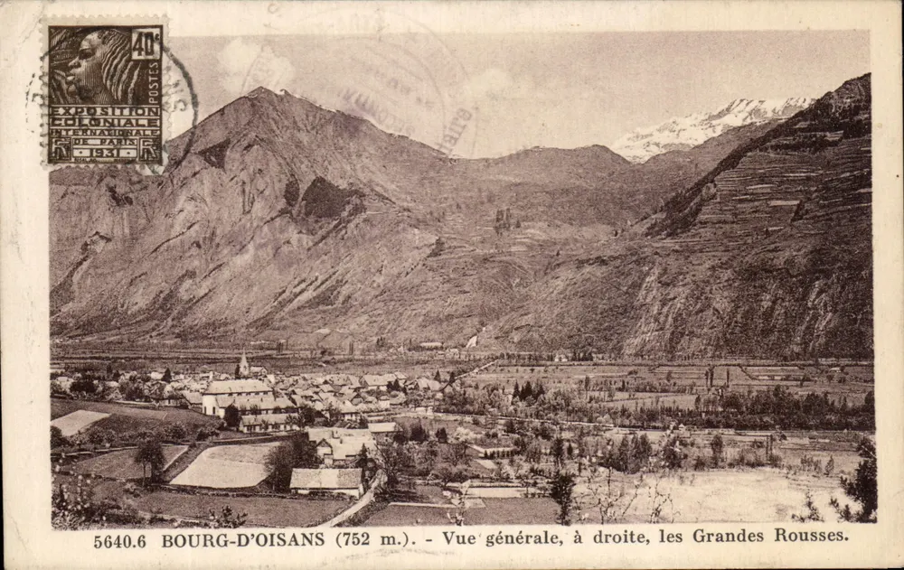 Bourg-d'Oisans (752 m.) — Vue générale, à droite les Grandes Rousses — Éditeur : Exploitation Postale Nationale, n° 5640.6 - Vorderseite