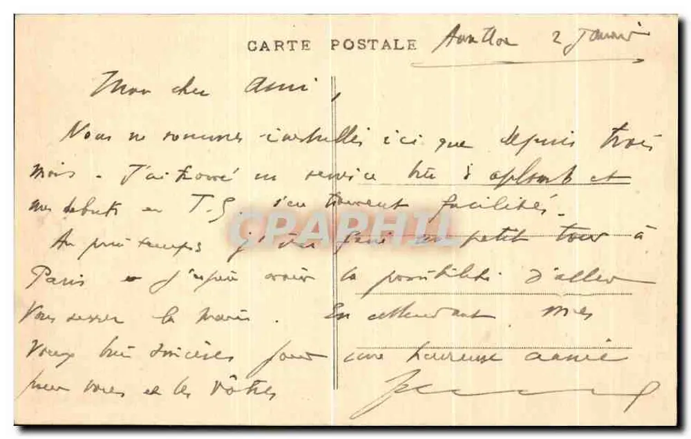 Aurillac - Alte Häuser am Ufer der Jordanne — Adrien Malroux Heliogravur-Ausgabe - Rückseite