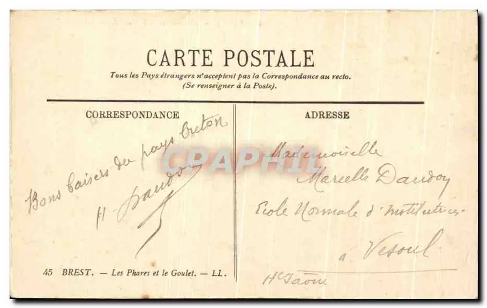 Brest — Les Phares et le Goulet — LL - Verso