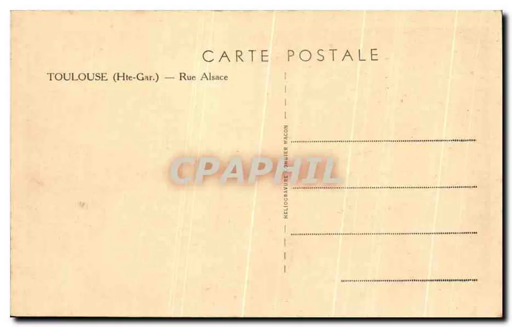 Ansicht der Rue Alsace in Toulouse — Héliogravure J. Macon - Rückseite