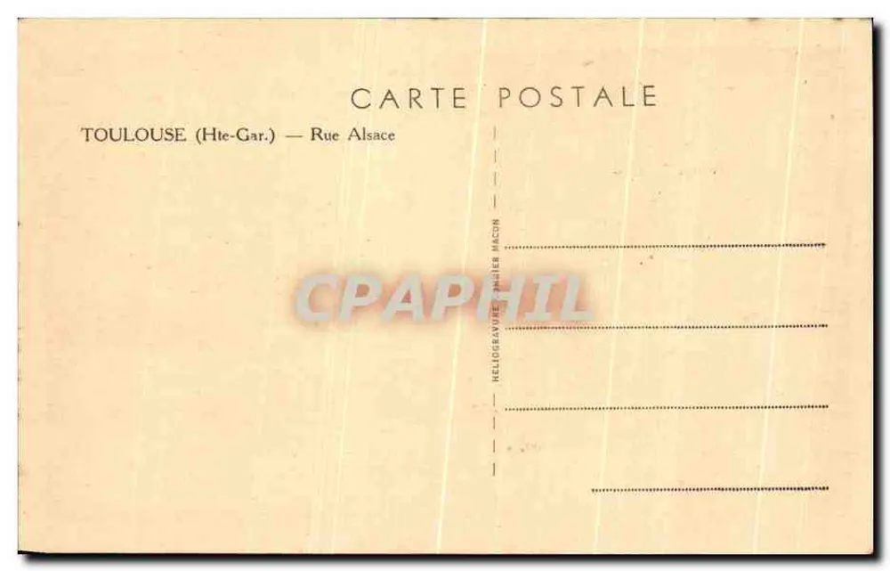 Straße Alsace — Toulouse (Hte-Gar.) — Hellogravure Jalier Macon - Rückseite