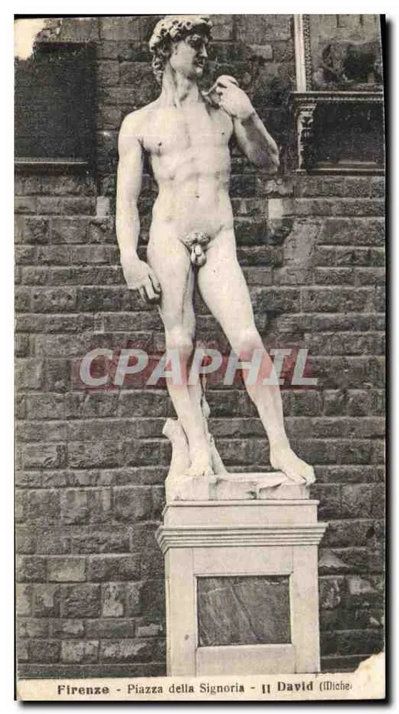 David (Michelangelo) — statue dans la Piazza della Signoria à Florence — éditeur Visto T.F. Rev. Stampa - Frente