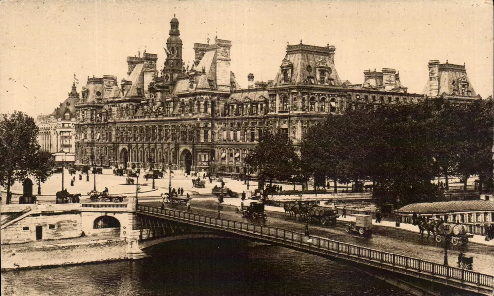 Hôtel de Ville de Paris — Blick auf den Pont d'Arcole — F. F. Paris - Vorderseite