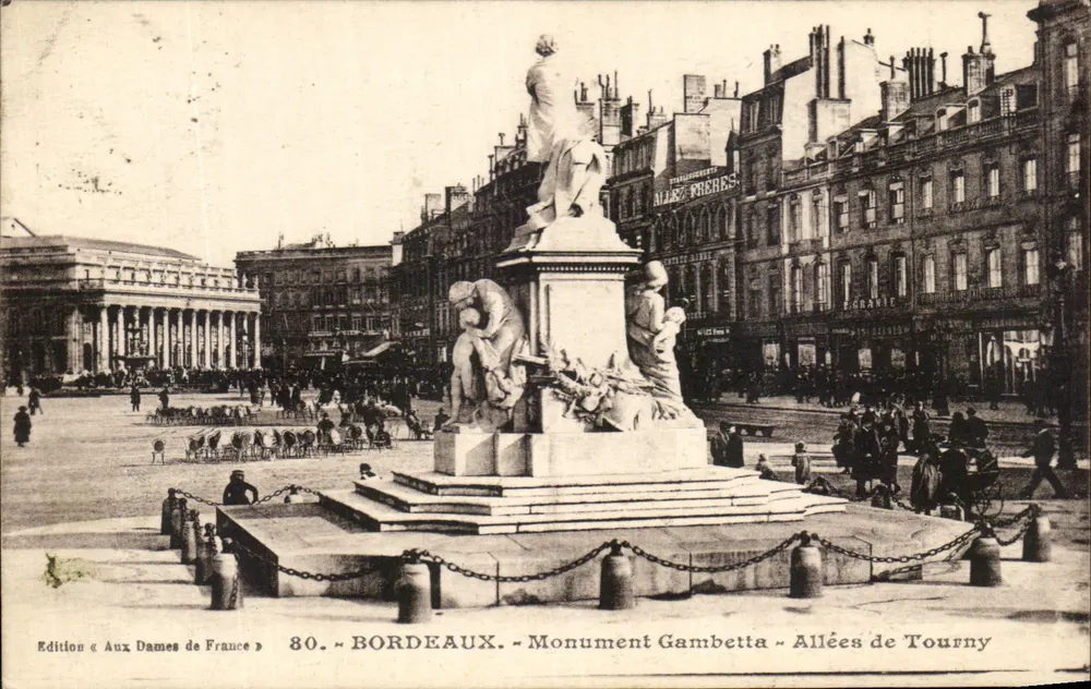 Bordeaux — Gambetta-Monument — Allées de Tourny — Edition Aux Dames de France, n°80 - Vorderseite