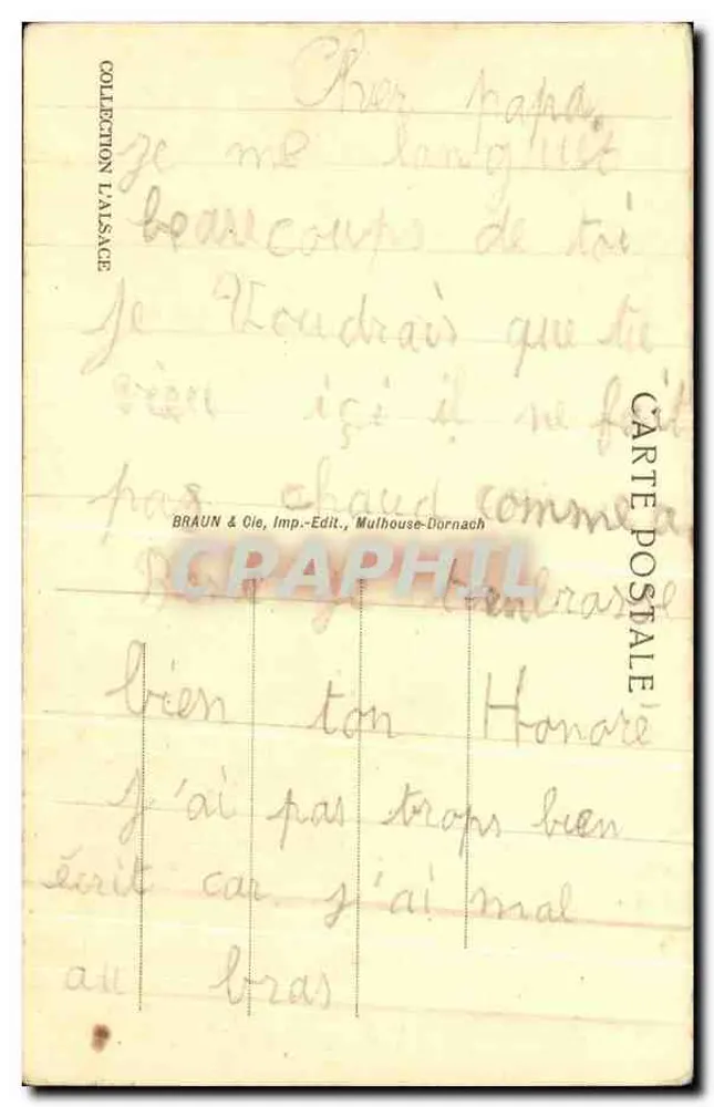 Alsazia — Piccoli contadini su un muro — Braun & Cie, Mulhouse-Dornach, n°499 - Verso
