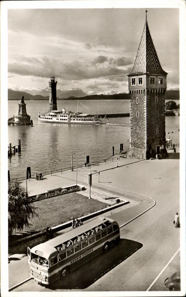 Lindau en el Lago de Constanza — Vista del puerto — Fotografía, Kunstanstalt, Echt Photo Nr. 43058 - Anverso
