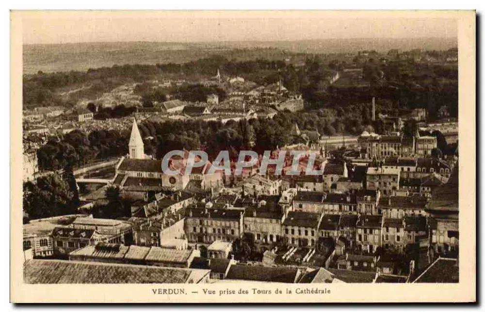 Verdun — Ansicht vom Turm der Kathedrale — Verlag H. P. (Drucker in Verdun) - Vorderseite