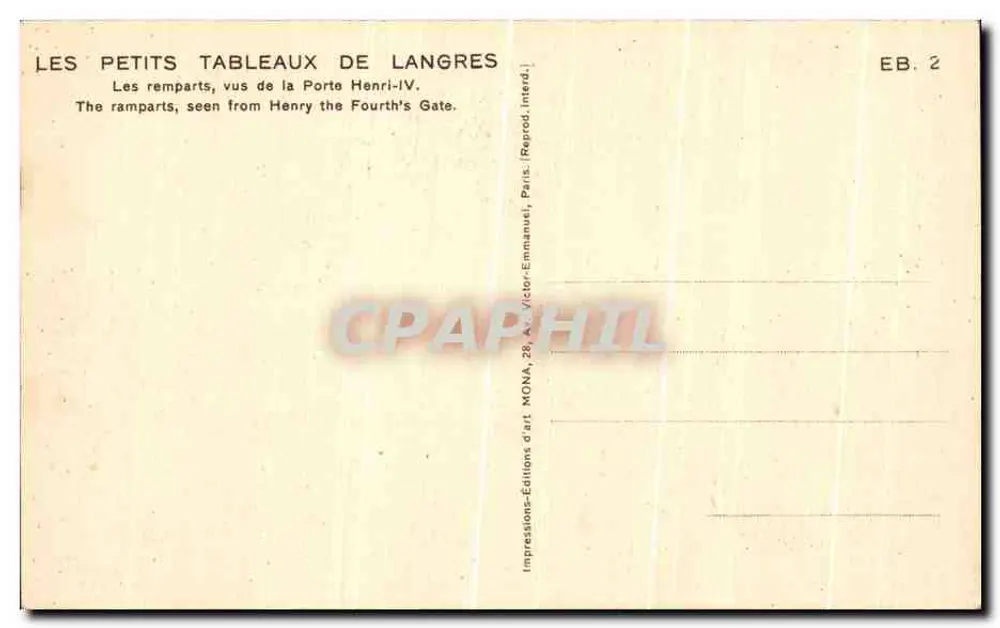 Die Mauern von Langres — Von der Porte Henri-IV gesehen — Edition Mona - Rückseite