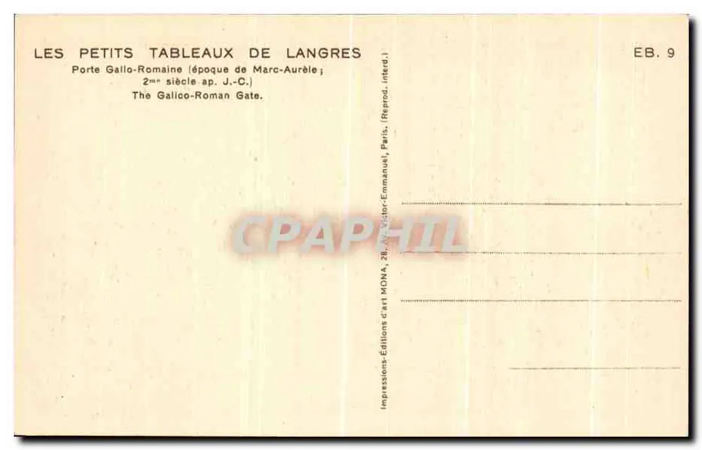 Gallo-Römische Pforte — Langres — Éditions Mona - Rückseite
