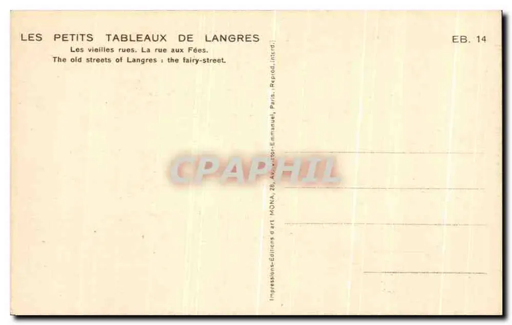 Langres — Ansicht der Straße der Feen — Editions d'art MONA - Rückseite