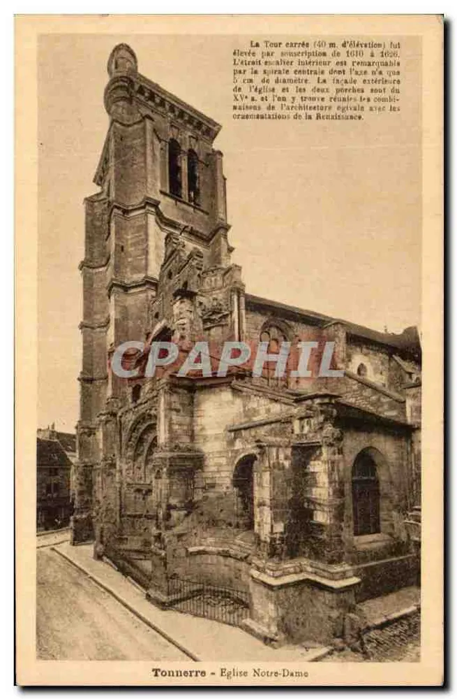 Tonnerre - Igreja de Nossa Senhora — Torre quadrada e portais - Frente