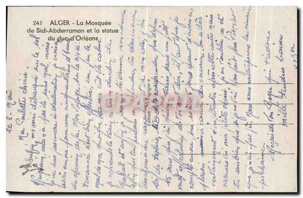 Alger - Die Moschee von Sidi-Abderraman und die Statue des Herzogs von Orléans — Édition de l'Algérie - Rückseite