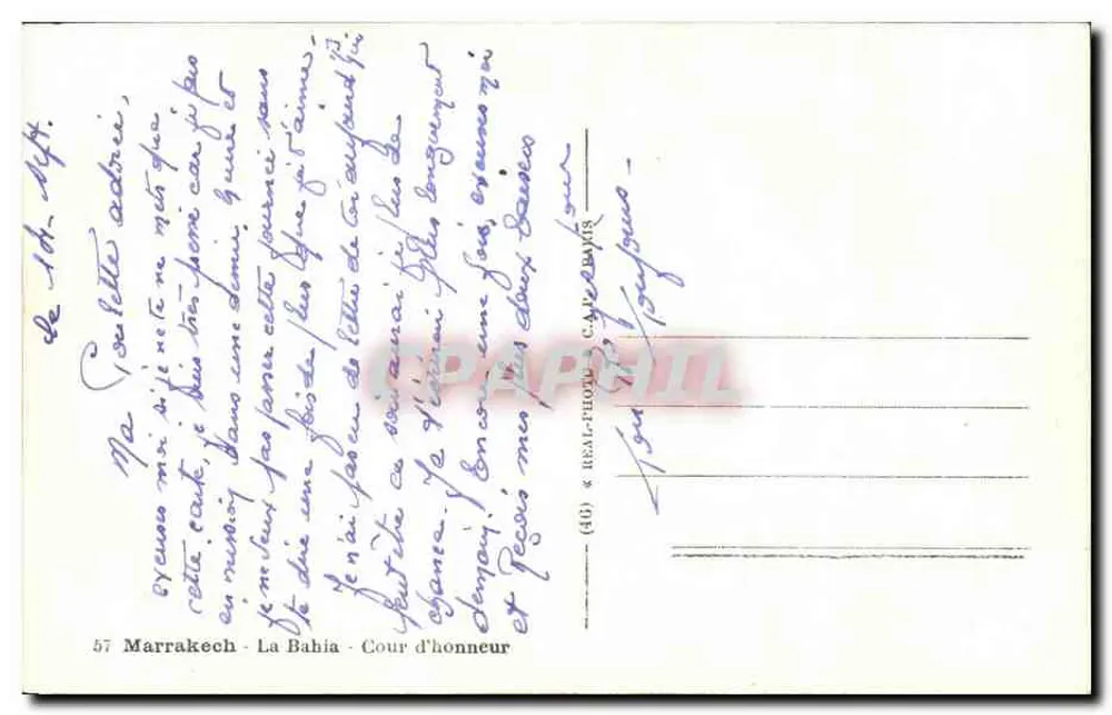 Marrakech - La Bahia - Eerstehof — uitgever C.A.P. n°57 - Achterkant