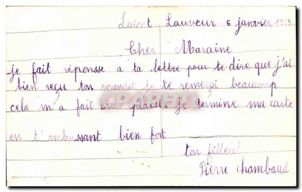 St-Sauveur-en-Puisaye — Erinnerung — unbekannter Verlag, Nr. 0153 - Rückseite