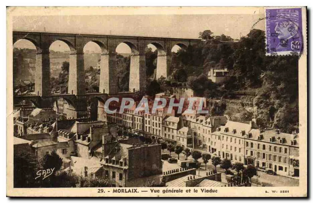 Morlaix — Vue générale et le Viaduc — Gaby, n° 29 - Frente