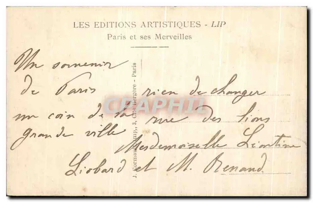 Paris — Ansicht der Statue der Republik — Éditions Artistiques LIP - Rückseite