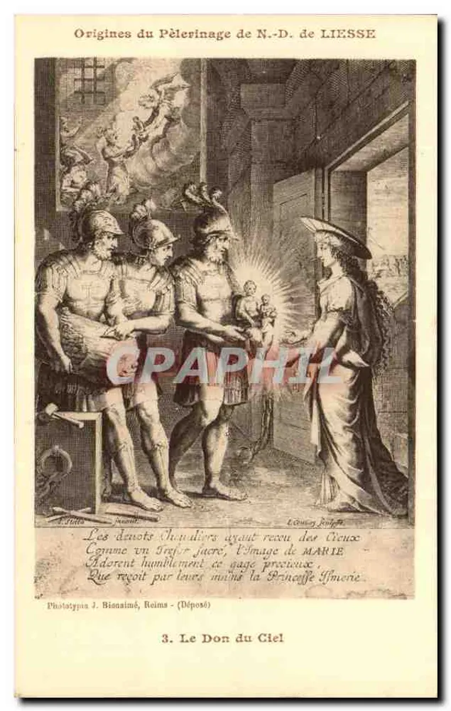 Ursprünge des Pilgerwegs zu N.-D. de LIESSE — Das Geschenk vom Himmel — Phototypie J. Bisnaimé, Reims - Vorderseite