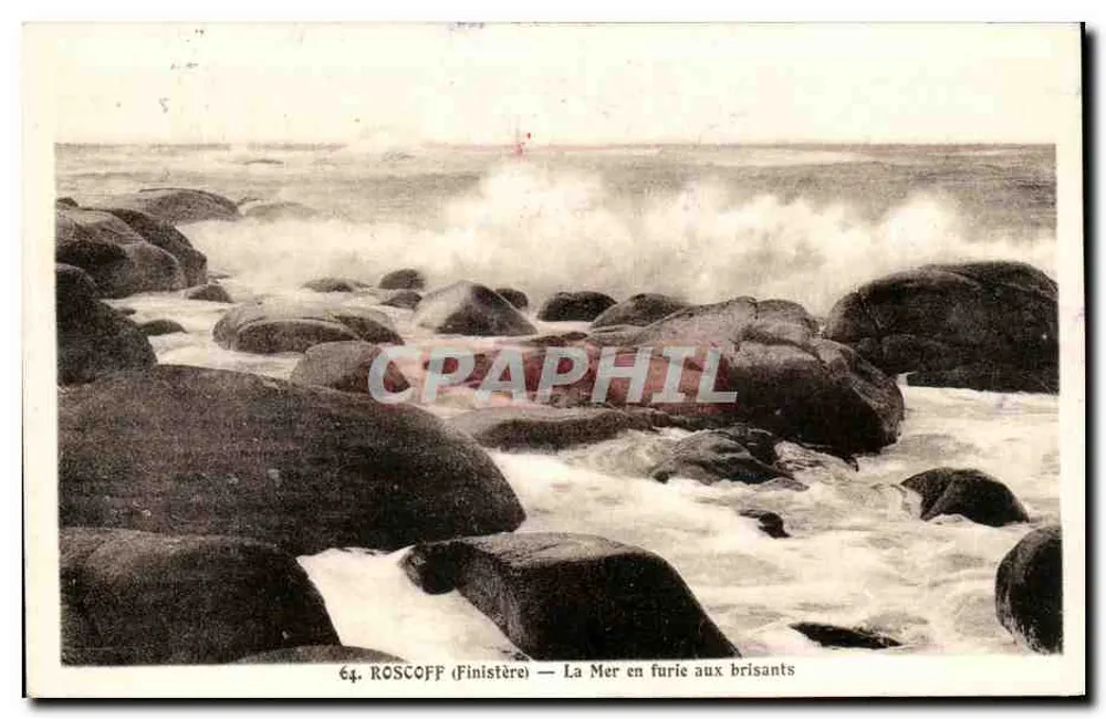 Roscoff (Finistère) — Die See in Wut an den Klippen - Vorderseite