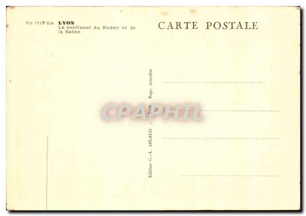 O confluente do Rio Rhône e do Rio Saône — Lyon — Edição G.-L. ARLAUD - Verso