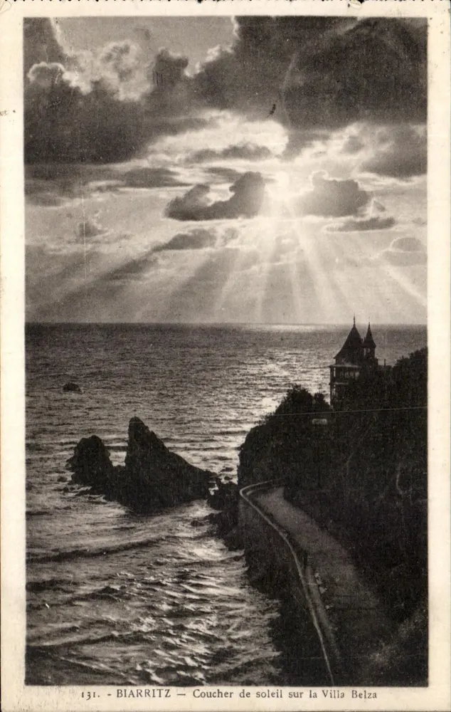 Biarritz — Sonnenuntergang über Villa Belza — Verlag unbekannt, Seriennummer 131 - Vorderseite