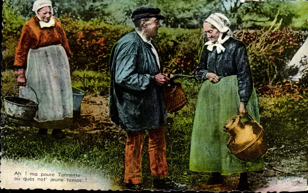 Dorfszene — Drei Personen im Freien — Verlag Goubeey, Nr. 20 - Vorderseite