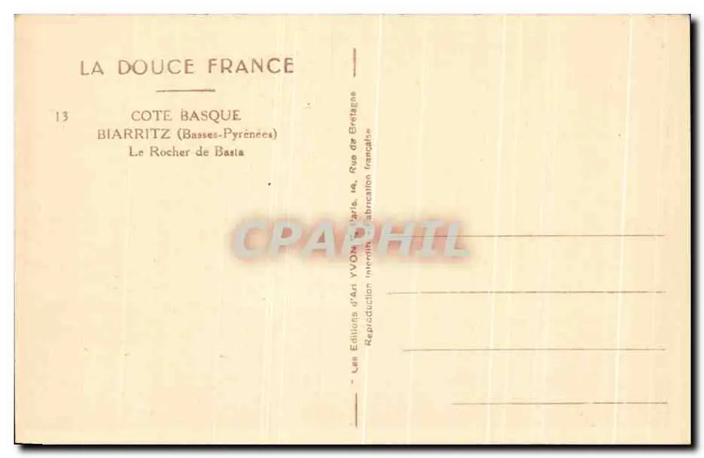 O Rocha de Basia — Biarritz (Basses-Pyrénées) — Edições VVO17 - Verso