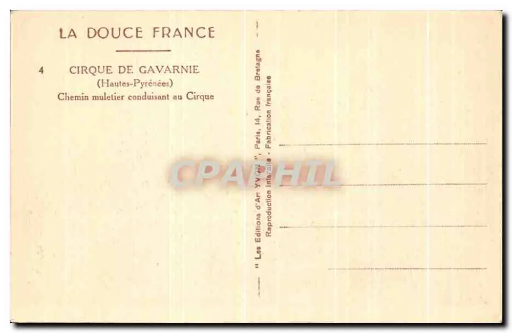 Cirque de Gavarnie — Maultierpfad führend zum Cirque — La Douce France, n°4 - Rückseite