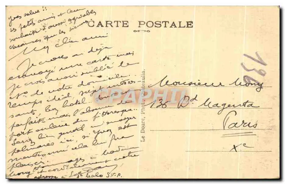 Baía de Douarnenez — Pentrez-les-Bains — Le Doaré, Philatécaulia - Verso