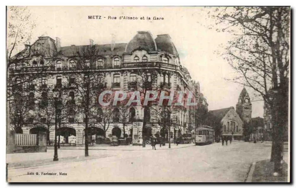 Metz - Rua da Alsácia e a Estação — Edit. G. Forlsnier, Metz - Frente